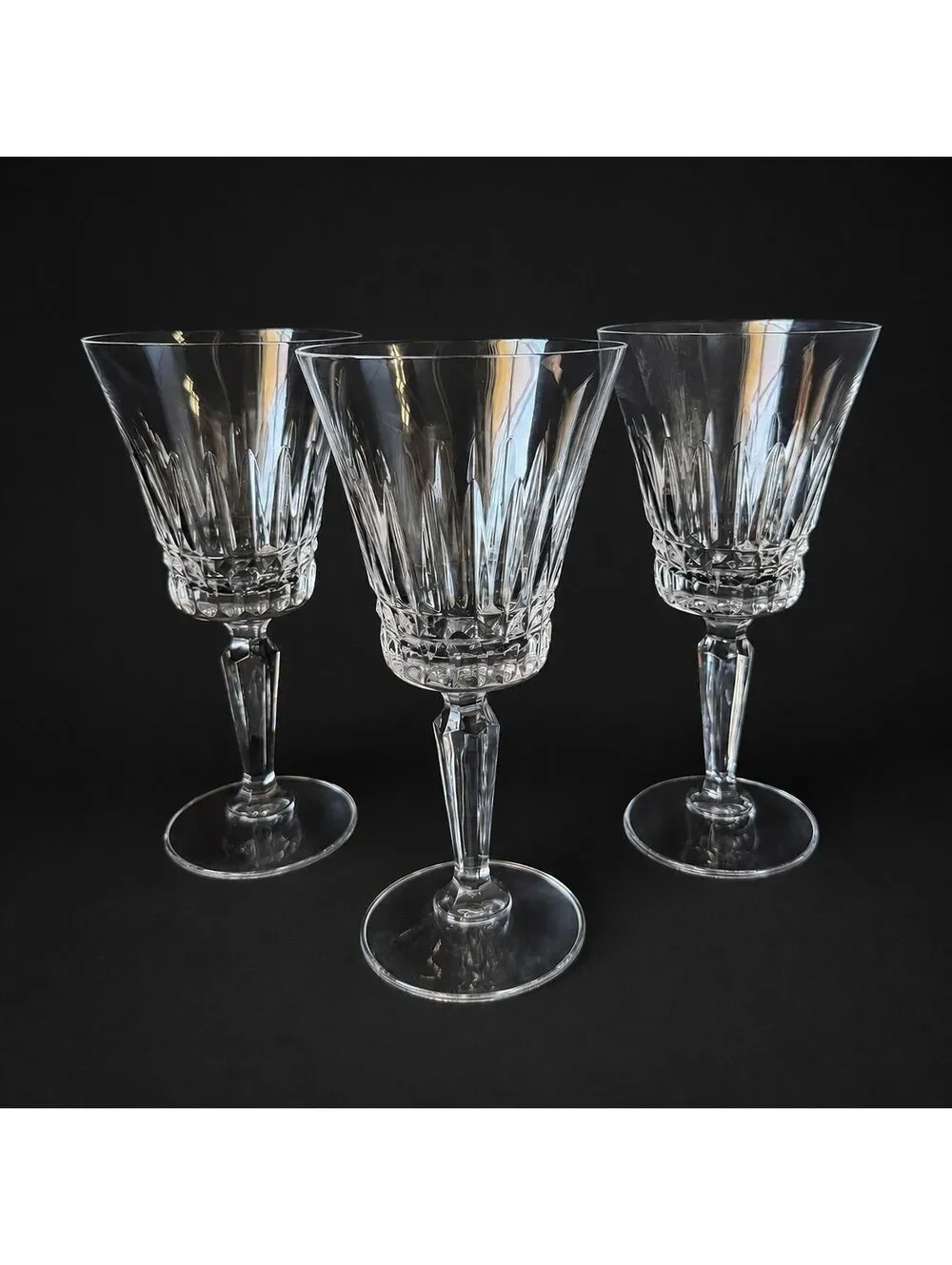 Vintage Set of 3 Mikasa Wimbledon Crystal Water Goblets Stemware 7.5